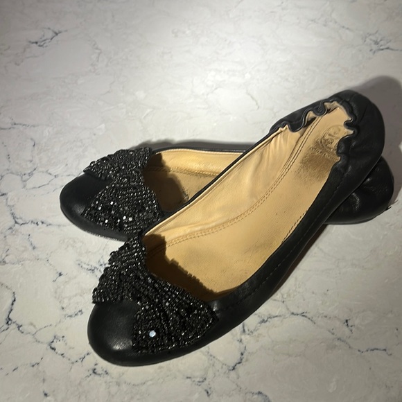 Tory Burch Shoes - Tory Burch black Bonneville ballet flats with beautiful black jeweled bow